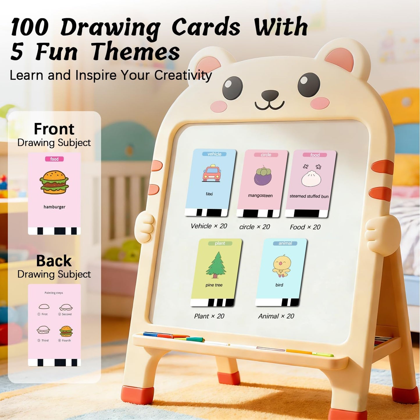 Montessori Drawing Robot for Children Aged 3-12 with 100 Cards, 12 Colorful Pens, and 4 Paintbrushes - Educational Voice-Activated Early Learning Gift for Boys and Girls